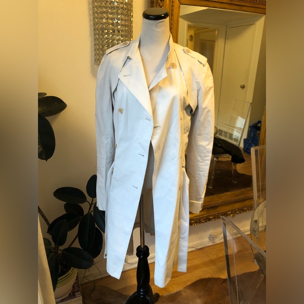 Helmut Lang Off White Color Cotton Trench Coat Size Small